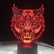 Novelty 3D Illusion Animal Wolf Face LED Light Colorful Table lamp as Bedroom Nightlights for Children Birthday Gifts USB Cable 2024 - buy cheap