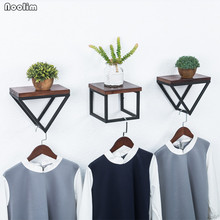 NOOLIM Creative Iron Wall Mount Wood Clothes Hanger Decorative Wall Hanging Hooks Clothing Store Hooks Flower Pot Shelf Holder 2024 - buy cheap