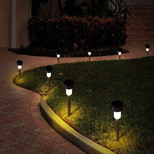 Lâmpada solar de aço inoxidável, lâmpada movida a energia solar para jardim, vara de lâmpadas à prova d'água, caminho de paisagem, gramado, quintal, iluminação solar com 10 peças