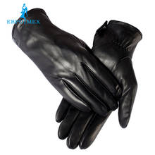 warm winter mens gloves ,Genuine Leather,Black leather gloves,male leather gloves,winter gloves men, Free shipping 2024 - buy cheap