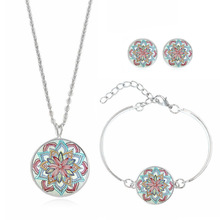 Mandala Flower Time Necklace Set Necklace + Earrings + Bracelet Jewelry Set 2024 - buy cheap