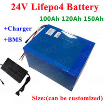 Paquete de batería de litio GTK Lifepo4 24V 100Ah 120Ah 150Ah con funda de PVC para caravana, triciclo, almacenamiento, barco, sistema Solar + cargador de 10A 2024 - compra barato