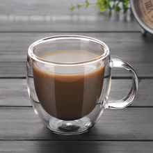 Кружка с двойными стенками, офисные кружки, теплоизоляционная креативная двойная кружка для кофе, стеклянная чашка для кофе, посуда для нап... 2024 - купить недорого