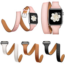 Dual-Tours Slim Genuine Leather Strap for Apple Watch Band Series 4 44mm 40mm iWatch 3 2 1 42mm 38mm Wristbands Watch Bracelet 2024 - buy cheap