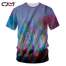 CJLM Casual Tshirts Men Hip Hop O Neck Short Sleeve Tee Shirts Summer Tops 3D Funny Print Color Forest Trees T-shirts Plus Size 2024 - buy cheap