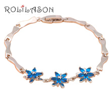 ROLILASON Summer vibe flower shaped Blue Zircon  Bracelet Health Fashion jewelry TB383 2024 - купить недорого