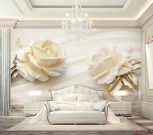 Decorative wallpaper 3D Rose Water Wave Reflection TV Background Wall 2024 - buy cheap