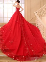 2016 новый красный цвет китай свадебное платье красный милая часовня поезд из кружева горячая распродажа свадебные платья noiva свадебные платья 2024 - купить недорого