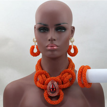 Splendid Costume Necklaces Nigerian Wedding African Beads Jewelry Set Orange Bridal Beads Gift Set Free Shipping HX579 2024 - buy cheap