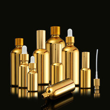 Spray de vidro de perfume dourado vazio, frasco de loção de óleo, conta-gotas, redutor de vidro dourado 2024 - compre barato