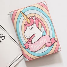 Funda de pasaporte con estampado de arco iris de unicornio, accesorio de viaje de cuero PU con estampado de animales, soporte para pasaporte 2024 - compra barato