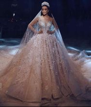 Vestido de noiva luxuoso estilo real, novo vestido de manga comprida, vestido de baile, estilo dubai, árabe, vestido de casamento muçulmano, 2020 2024 - compre barato