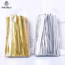 12cm 800pcs/lot Gold Silver Wire Iron Wire Sealing Tie With Flowers Packaging Material 2024 - buy cheap