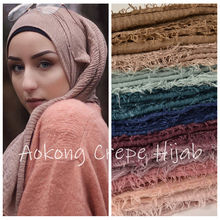 10pcs/Lot Women Maxi Crinkle Shawls Oversize Head Wraps Soft Long Muslim Frayed Crepe Premium Cotton Plain Hijab Scarf 2024 - buy cheap