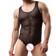 Body de Tanga para hombre, lencería Sexy de malla transparente, camiseta de lucha erótica, body Sexy 2024 - compra barato