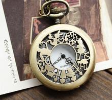Винтажная Мода Алиса в стране чудес бронзовые кварцевые карманные часы ожерелье кролик цветок ключ для женщин и мужчин подарок Fob карманные часы 2024 - купить недорого