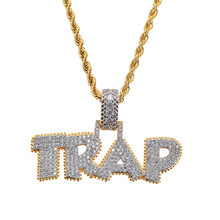 Iced Out Letters TRAP Pendant Necklace With Chain AAA Zircon Fashion Mens Necklace Street Style Hip Hop Jewelry 2024 - buy cheap