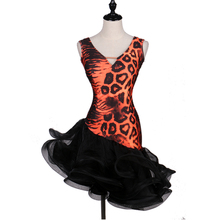 Vestido de baile latino de leopardo para mujer, prenda de baile latino para niña, azul o naranja S-XXXL l056 2024 - compra barato