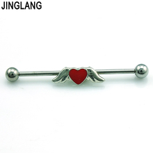 Fashion Europe Style Heart Wing Ear Plug Tunnel 316L Stainless Steel Bar Fake Body Piercing Jewelry 2024 - buy cheap