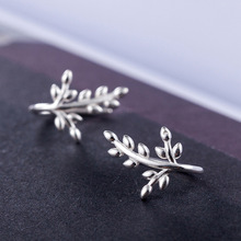 Dreamysky 100% brincos de folha cor prata pura real para mulheres joias da moda brincos 2024 - compre barato