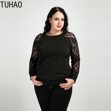 TUHAO  6XL 5XL 4XL Plus Size Tops Spring Summer Black Blouses Women Shirts Lace Blouse Loose Shirt Camisa Blusas Feminina RL 2024 - buy cheap