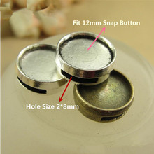 Antique Silver Brass Slider Bead Charms Cabochon Setting, Fit 12mm Round Cabochon, Hole Size 2*8mm DIY Bracelet Materials 50PCS 2024 - buy cheap