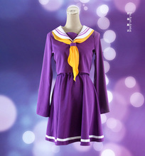 NO GAME NO LIFE Shiro Cosplay Purple/Black Dress Lolita Sailor Suit Anime Costume for Women 3 in 1 top+dress+tie 2024 - buy cheap