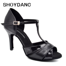 SHOYDANC/Обувь для латиноамериканских танцев; женская Обувь для бальных танцев; сандалии для сальсы; черные туфли из искусственной кожи на высоком каблуке 10 см; мягкая подошва 2024 - купить недорого