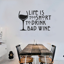Yoyoyu decalque de parede de vinho citações da vida é muito curta para beber vinho mau adesivo de parede de vinil decoração de janela da cozinha arte interior diysy525 2024 - compre barato