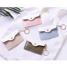 4Colors 1PCS Women Girl Stylish Leather ID Card Holder Card Bags Badge Key Ring Keychain Wallet 2024 - buy cheap