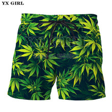 YX Girl New Fashion Mens Hemp 3d Print Beach Short Men Women Green Leaf Weed Casual Shorts Elastic Jogger Fitness Streetwear 2024 - buy cheap
