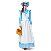 Sky Blue Fancy Dress Women Maid Halloween Costume Pastoral Style Farm Long Dress California Pioneer Cosplay Clothing Plus Size 2024 - buy cheap