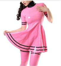 Handmade  Pink Latex Rubber Dress High Quality Latex Skrits Back Zip Short Sleeves Without Stockings 2024 - buy cheap