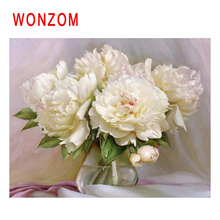 Wonzom branco rosa diy pintura por números abstrata vaso pintura a óleo cuadros decoracion pintura acrílica na lona moderna arte da parede 2024 - compre barato