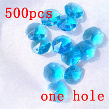 500pcs Aquamarin 14mm Crystal Octagon Bead For Chandelier Prism Parts 1 Hole Crystal Glass Chandelier Parts Crystal Hanging Drop 2024 - buy cheap