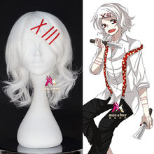 Аниме Tokyo Ghoul Juzo Suzuya Juuzou чистый белый термостойкий косплей костюм парик + 5 красных заколок + шапочка для парика 2024 - купить недорого