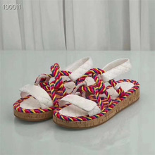 Brand Weaving Women Shoes Mixed Color Flat Sandalia Feminina Fashion Beach Sandals Hook Loop Summer Shoes Women Chunky Heels 2024 - buy cheap