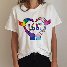 Camiseta Lgbt de orgullo Gay para mujer, ropa de calle blanca con estampado de arcoíris lésbico, de talla grande, 2020 2024 - compra barato