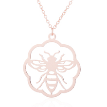 Dainty Rose Gold Color Flower&Bee Shaped Pendant Necklace for Women Kids Unique Design Honeybee Clavicle Chain Necklace 2024 - buy cheap