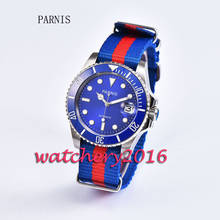 New 40mm Parnis blue dial ceramic bezel luminous marks date sapphire glass miyota Automatic business Men's Watch 2024 - buy cheap