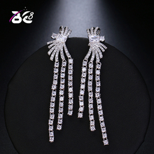 Be 8 New Style Crystal Fashion Cubic Zirconia Bowknot Drop Earrings, Shiny Crystal Long Dangle Earrings for Women Gift E486 2024 - buy cheap