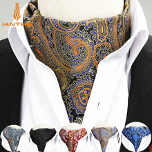 Gravata geométrica masculina de caxemira, gravata formal de casamento, estilo europeu de cavalheiro, em seda e poliéster 2024 - compre barato