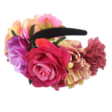 Women's Hawaiian Stretch Rose Flower Head buckle Floral Crown Christmas Tiara Day of The Dead Headband Costume Mexican Headpiece 2024 - buy cheap