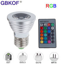 E27 E14 GU10 MR16 3 Вт Точечный светильник RGB светильник led 12V затемнения светильник спот лампа bombilla с 24 клавишами светильник с устройством дистанционного управления светильник красочный 2024 - купить недорого