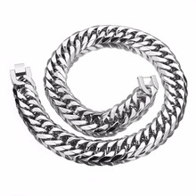 Heavy 19mm 21mm Wide Double Curb Cuban Link Chain For Men's Necklace Or Bracelet  Jewelry 8"-40" Stainless Steel Chain 2024 - buy cheap