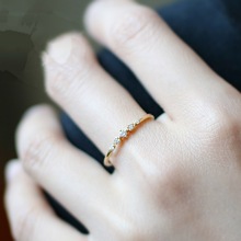 Anel de pedra de zircão de cristal feminino bonito pequeno ouro cor dedo anel de noivado promessa anel de casamento para as meninas femininas 2024 - compre barato