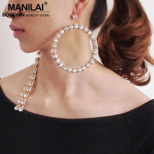 MANILAI Punk Circular Rhinestone Dangle Earrings For Women Metal Irregular Geometric Statement Big Earrings Jewelry Accessories 2024 - buy cheap
