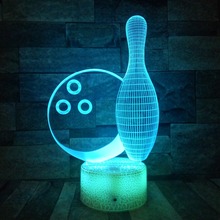 Bowling 3d LED Night Lights 7 Color Touch Remote 3d Table Lamp Light Fixtures Kids Home Decor White Crack Touch Base 2024 - buy cheap