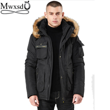 Mwxsd брендовая мужская зимняя теплая куртка с капюшоном и пальто Мужская меховая Толстая Военная парка на молнии теплое пальто куртка 2024 - купить недорого