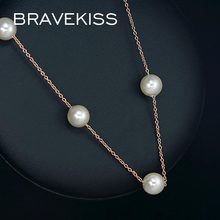 BRAVEKISS Trendy Rose Gold Color Pearl Chains Necklaces for Women String of Beads 8mm Synthetic Pearl Jewelry Necklace BJN0133 2024 - buy cheap